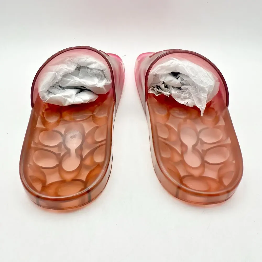 Coach Womens Ulyssa Jelly Slides Sandals Size 5 EU 35.5 Pink EUC